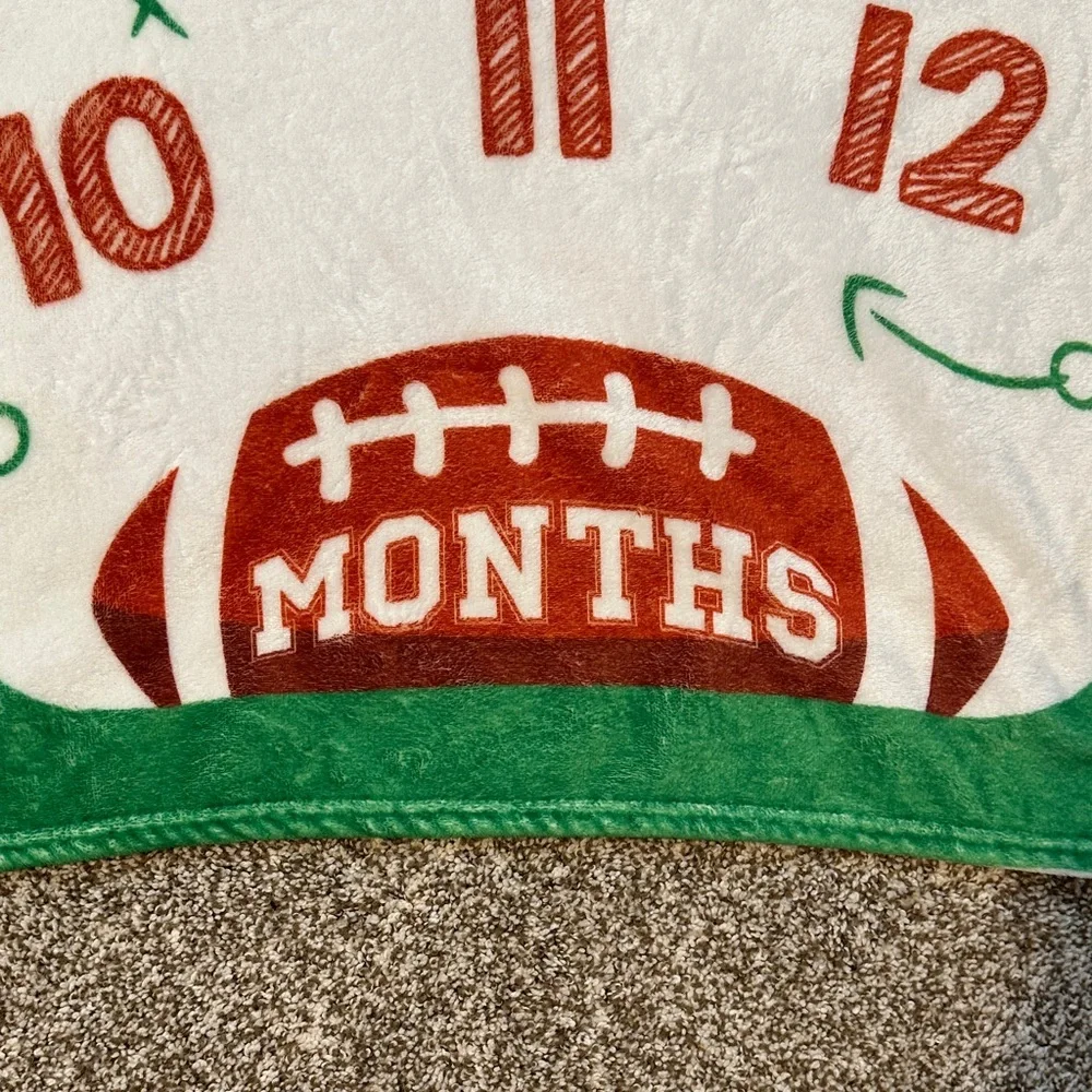 Green Football Milestone Baby Blanket - Touch Down Months